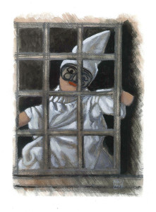 Le Guarattelle tra Pulcinella Teresina e la Morte, 2003, di Roberto De Simone, editore Franco Di Mauro Napoli, 16 tavole fuori testo di Gennaro Vallifuoco. Copertina del volume