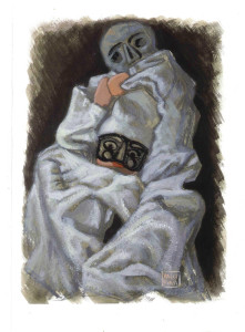 Le Guarattelle tra Pulcinella Teresina e la Morte, 2003, di Roberto De Simone, editore Franco Di Mauro Napoli, 16 tavole fuori testo di Gennaro Vallifuoco. Copertina del volume