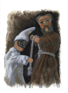 Le Guarattelle tra Pulcinella Teresina e la Morte, 2003, di Roberto De Simone, editore Franco Di Mauro Napoli, 16 tavole fuori testo di Gennaro Vallifuoco. Copertina del volume