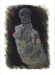 Le Guarattelle tra Pulcinella Teresina e la Morte, 2003, di Roberto De Simone, editore Franco Di Mauro Napoli, 16 tavole fuori testo di Gennaro Vallifuoco. Copertina del volume