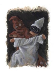 Le Guarattelle tra Pulcinella Teresina e la Morte, 2003, di Roberto De Simone, editore Franco Di Mauro Napoli, 16 tavole fuori testo di Gennaro Vallifuoco. Copertina del volume