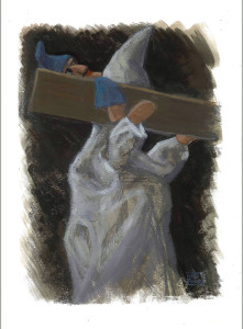 Le Guarattelle tra Pulcinella Teresina e la Morte, 2003, di Roberto De Simone, editore Franco Di Mauro Napoli, 16 tavole fuori testo di Gennaro Vallifuoco. Copertina del volume