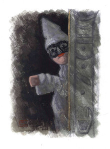 Le Guarattelle tra Pulcinella Teresina e la Morte, 2003, di Roberto De Simone, editore Franco Di Mauro Napoli, 16 tavole fuori testo di Gennaro Vallifuoco. Copertina del volume