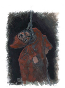 Le Guarattelle tra Pulcinella Teresina e la Morte, 2003, di Roberto De Simone, editore Franco Di Mauro Napoli, 16 tavole fuori testo di Gennaro Vallifuoco. Copertina del volume