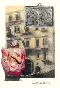 lux aeterna_La canzone Napolitana, 2017, di Roberto De Simone, edizione Einaudi, Torino, editing grafico, stampa digitale su cartoncino, con interventi di ritocco pittorico, cm 30x40