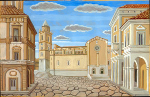 Bozzetto di scena Il paese L’elisir d'amore Opera in due atti di Gaetano Doninzetti Libretto di Felice Romani Teatro Marucino Comune di Chieti Regia: Cesare Scarton Costumi: Laura Viani Chieti, 23,25 Novembre, 2012.