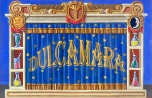 Bozzetto di scena Il paese L’elisir d'amore Opera in due atti di Gaetano Doninzetti Libretto di Felice Romani Teatro Marucino Comune di Chieti Regia: Cesare Scarton Costumi: Laura Viani Chieti, 23,25 Novembre, 2012.