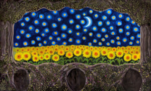 Bozzetto di scena Notturno con girasoli