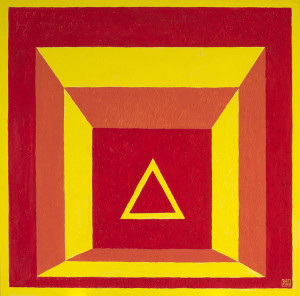 Omaggio a Josef Albers Fuoco Anno 2013 polimaterico e pittura acrilica su MDF cm 110x110