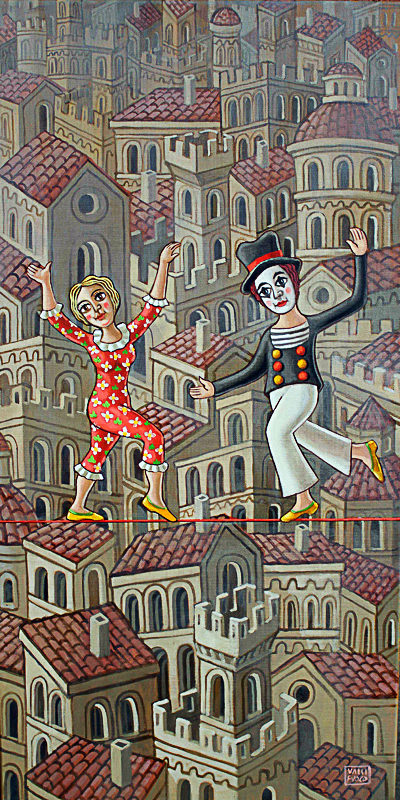 "Gli acrobati 2011" olio su tela cm 40x80