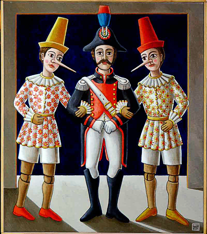 "Pinocchio e i gendarmi 2002" premio cinematografico alla carriera "Camillo Marino" a Ken Loach olio su tela cm 70x80