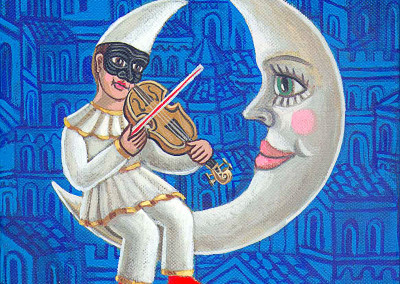 Pulcinella con violino e luna
