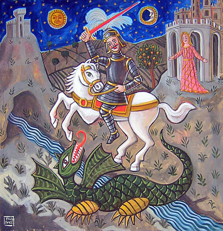 "San Giorgio e il drago 2001" olio su tela cm 80x90
