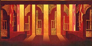 Bozzetto di scena Dido and Aeneas anno 2003, Opera lirica in tre atti e quattro quadri, musica di Henry Purcell su libretto di Nahum Tate, regia e coreografie di: Alessandra Petitti, Auditorium del Conservatorio di Musica Domenico Cimarosa di Avellino